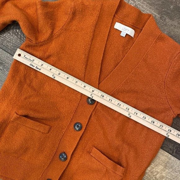 LOFT Burnt Orange Grandpa Chic button Down Cardigan Sweater Small - Picture 4 of 8